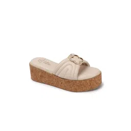 Carlton London Women Striped Party Platform Sandals with Buckles image 1