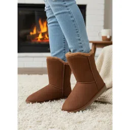 Carlton London Women Tan Ankle-High Cozy Casual Boots-picture-28
