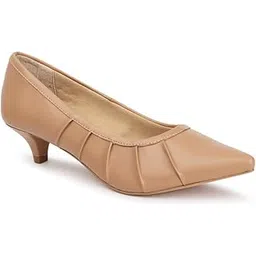 carlton london Women Taupe Stylish Slip On Fashion Pump Shoes for Casual use, Outdoor, Party and Holidays with Kitten Heels-picture-17