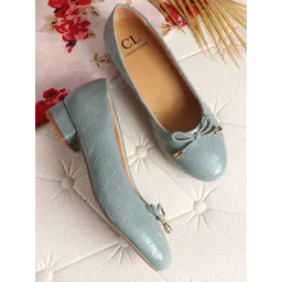 Carlton London Women Textured Block Pumps with Bows-picture-32