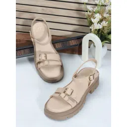 Carlton London Women's Beige Ankle Strap Sandals-picture-39