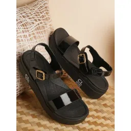 Carlton London Women's Black Ankle Strap Sandals-picture-26