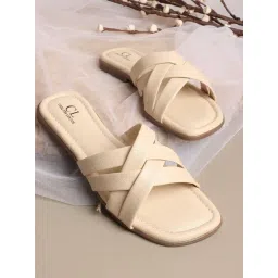 Carlton London Women's Cream Cross Strap Sandals-picture-32