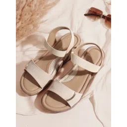 Carlton London Women's Cream Sling Back Sandals-picture-24