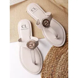 Carlton London Women's Cream T-Strap Sandals-picture-39
