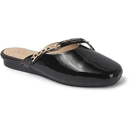 carlton london Women's Glossy Chain Detail Comfort Mules-picture-10