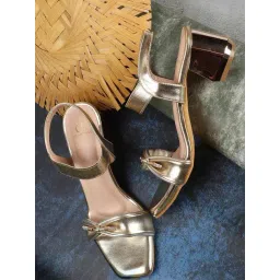 Carlton London Women's Gold Ankle Strap Sandals-picture-23