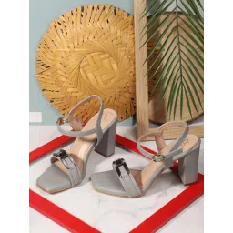 Carlton London Women's Grey Ankle Strap Sandals-picture-43