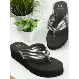 Carlton London Women's Gun Metal Thong Wedges-picture-43