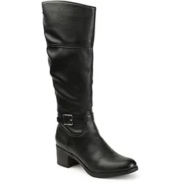 carlton london Women's Premium Knee-High Riding Boots with Buckle Detail, Trendy Zipper,Modern Boot-picture-13