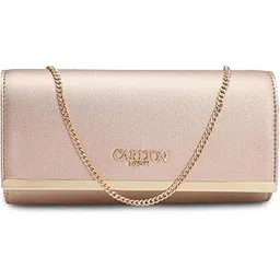 carlton london Women's Rose Gold Satin Flap Clutch-picture-30