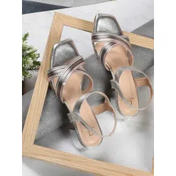 Carlton London Women's Silver Ankle Strap Sandals-picture-35