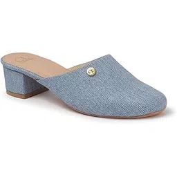 carlton london Women's SquareToe Denim Block Heel Mules-picture-29