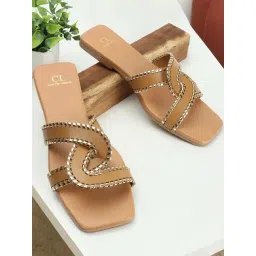 Carlton London Women's Tan Cross Strap Sandals-picture-21