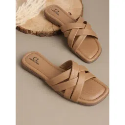 Carlton London Women's Taupe Cross Strap Sandals-picture-14