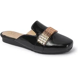 carlton london Women's Woven Detail Patent Comfort Mules-picture-43