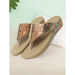 Carlton London sports Embellished Open Toe T-Strap Flats-picture-40