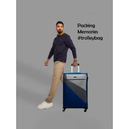 Carriall Grey & Blue 4 Wheel Small Soft Cabin Trolley - 49.5 cm-picture-14