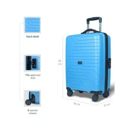 Carriall Groove Blue Striped Hard Cabin Trolley Bag - 55 cm image 5