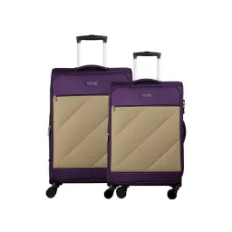 Carriall Purple & Beige 4 Wheel Large Soft Cabin Trolley Pack of 2 - 79 cm-picture-33