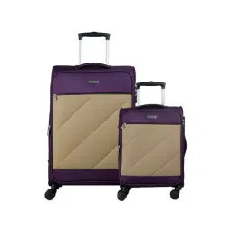 Carriall Purple & Beige 4 Wheel Large Soft Cabin Trolley Pack of 2 - 79 cm-picture-30