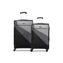 CARRIALL Set Of 2 Black & Grey Colourblocked Soft-Sided Trolley Suitcases-picture-24