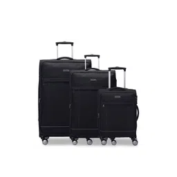 CARRIALL Set Of 3 Black Solid Soft-Sided Trolley Bags-picture-25