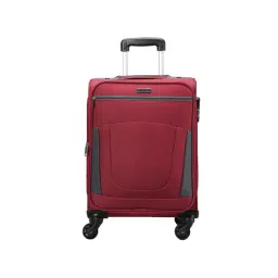 Carriall Sleek Red 4 Wheels Small Soft Cabin Trolley - 36 cm-picture-21
