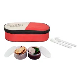 Carrolite 400ml 2-in-1 Red &a; White Plastic Lunchbox, White_P-37 (Pack of 2)-picture-42