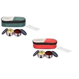 Carrolite 400ml Multi Colour Stainless Steel Lunchbox Buy 1 Get 1 Free, Comboblack_006 (Pack of 2)-picture-29