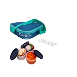 Carrolite 600ml Triangle Blue &a; Black Plastic Lunchbox, Black_P-17 (Pack of 5)-picture-34