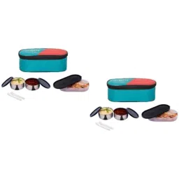 Carrolite 650ml Blue &a; Black Stainless Steel Lunchbox Buy 1 Get 1 Free, Comboblack_007 (Pack of 2)-picture-18