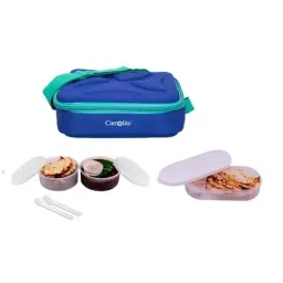 Carrolite 650ml Blue &a; White Plastic Lunchbox, White_P-40 (Pack of 5)-picture-47