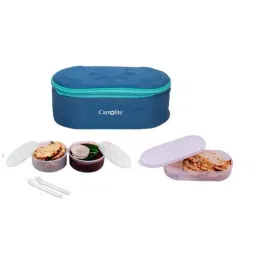 Carrolite 650ml Blue &a; White Plastic Lunchbox, White_P-41 (Pack of 2)-picture-38