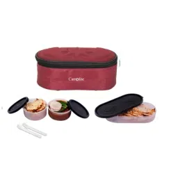 Carrolite 650ml Maroon &a; Black Plastic Lunchbox, Black_P-08 (Pack of 3)-picture-24