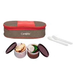 Carrolite 650ml Red &a; Brown Plastic Lunchbox, Brown_P-33 (Pack of 2)-picture-32
