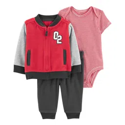 Carter's 3-Piece Oneise with Pant & Varsity Little Jacket Set - Red-picture-32