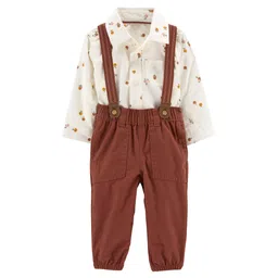Carter's 3-Piece Onesie with Pant Set - White Brown-picture-27