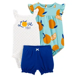 Carter's 3-Piece Set with Onesies & E17 Shorts Set - Ivory Blue Navy-picture-25