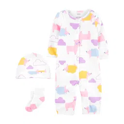 Carter's 3-Piece Take-Me-Home Converter Romper Set Converter Gown Set - Multicolour-picture-34