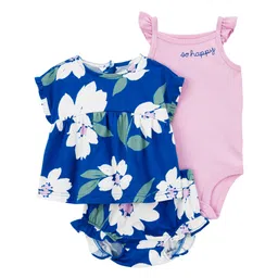 Carter's Baby 3-Piece Floral Little Short Set- Blue-picture-16