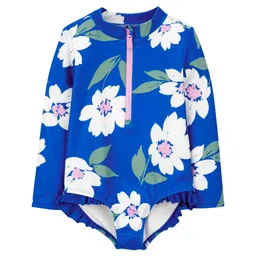 Carter's Floral One-Piece Zip-Front Rashguard Swimsuit - Blue-picture-33