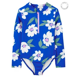 Carter's Floral One-Piece Zip-Front Rashguard Swimsuit - Blue-picture-32