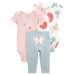 Carter's Half Sleeves Onesies & Lounge Pants Set With Butterfly Print - Pink-picture-24