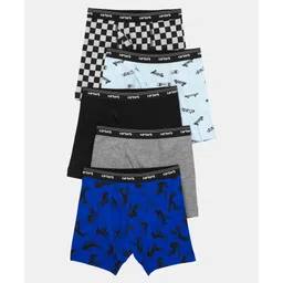 Carter's Knit Briefs with Checked & Bike Print Pack of 5 - Black Grey Blue-picture-13