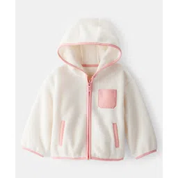 Carter's Knit Full Sleeves Solid Color Hooded SweatJacket with Kangaroo Pocket - White-picture-31