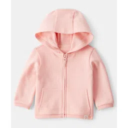 Carter's Knit Full Sleeves Solid Color Hooded SweatJacket with Kangaroo Pockets - Pink-picture-32
