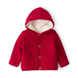 Carter's Knit Full Sleeves Solid Colour Hooded Jacket - Red-picture-13