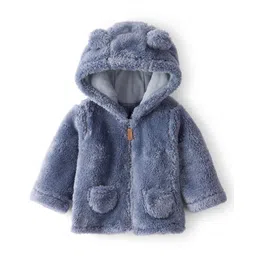 Carter's Knit Full Sleeves Solid Colour Hooded Jacket With Ear Applique - Blue-picture-16