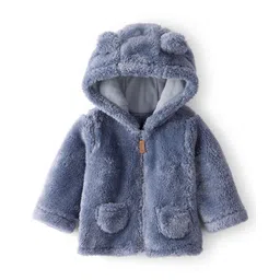 Carter's Knit Full Sleeves Solid Colour Hooded Jacket With Ear Applique - Blue-picture-29